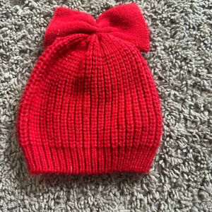 Cute red beanie.